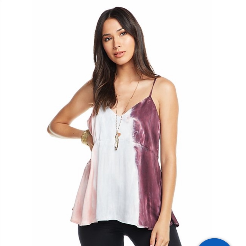 Flouncy tie dye silk tank